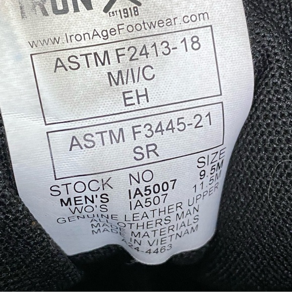 Iron Age Trencher Composite Toe Work Boots Men's Size 9.5 Shoes M Black Leather - Picture 10 of 11